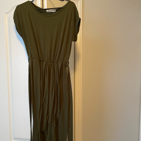 Green casual wrap front dress size S olive green - Picture 3 of 3